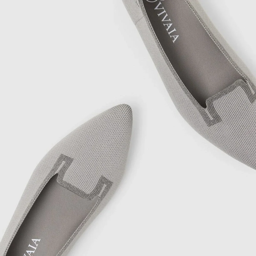 VIVAIA Manon Pointed-Toe Knit Flats Cloud Grey | EU 42 / US 10.5